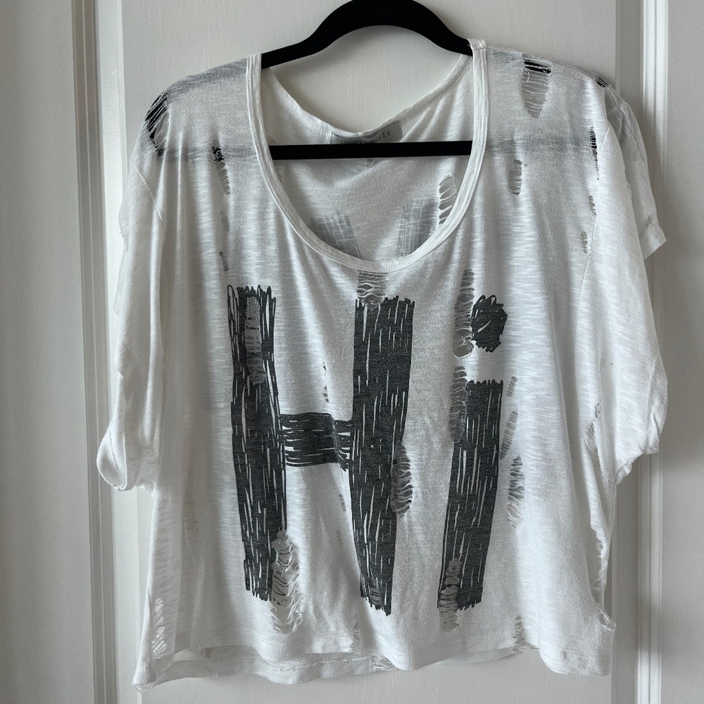 The Clas-sic Distressed "Hi / Bye" Graphic Oversized Tee - Made in USA